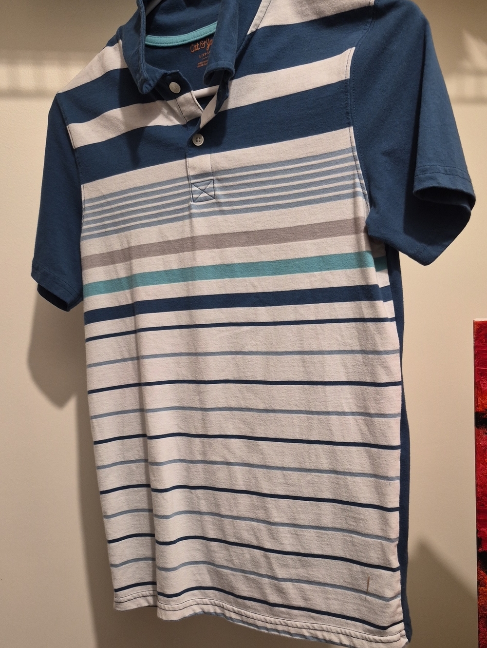 Cat & Jack Blue and White Striped Polo